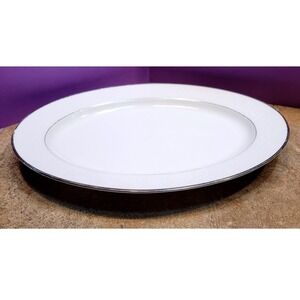 Noritake Ivory China Marseille 7550 Oval Serving Platter 13 Inch Platinum Trim